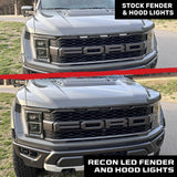 Ford 21-22 Raptor 7-Pc Fender & Hood Light Kit Smoked Lens White or Amber LED Running Lights w/ Startup Light Sequence