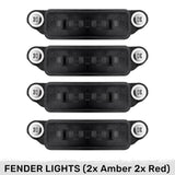 Dodge 21-26 RAM 1500 TRX 7-PC Fender & Hood Light Kit Smoked Lens White or Amber LED Running Lights w/ Startup Light Sequence - Multiple Options