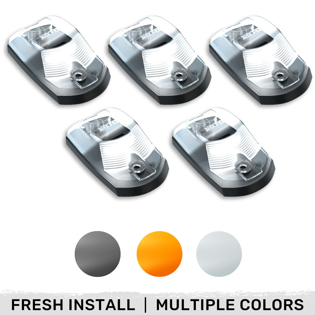 Ford Super Duty 17-26 5-Piece Cab Roof Light Set 2-Way Front & Rear Facing Ultra High-Power LEDs Multiple Lens & Colors - (ATTN: For models that DID NOT come with factory cab roof lights)