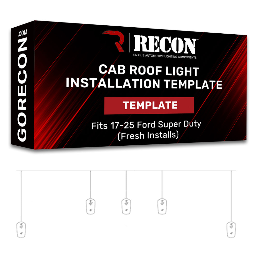 Template for installing Ford Super Duty 17-26 cab roof lights Part # 264342 series