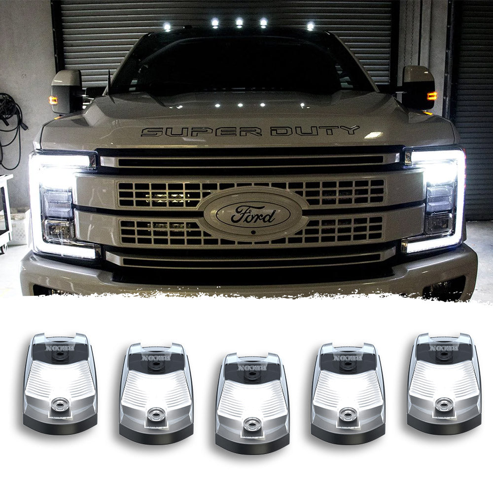 Ford Super Duty 17-26 5-Piece Cab Roof Light Set 2-Way Front & Rear Facing Ultra High-Power LEDs Multiple Lens & Colors - (ATTN: For models that DID NOT come with factory cab roof lights)