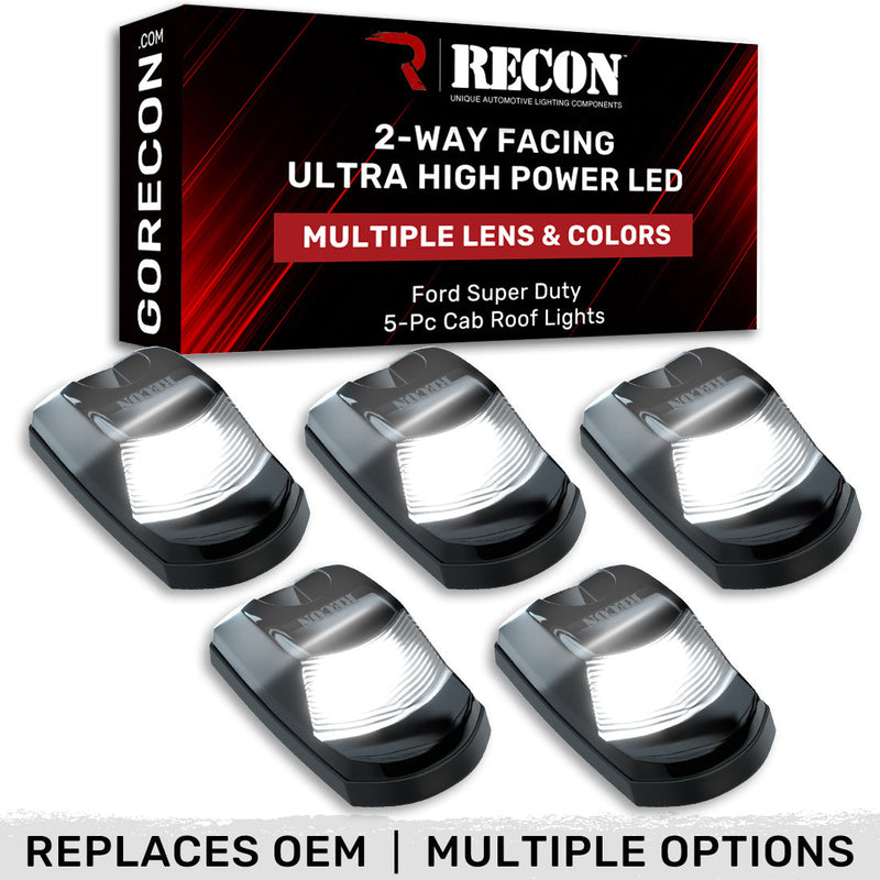Ford Super Duty 17-22 5-PC Cab Roof Light Set 2-Way Front & Rear Facing Ultra High-Power LEDs (Replaces Factory/OEM Cab Lights Only) - Multiple Options