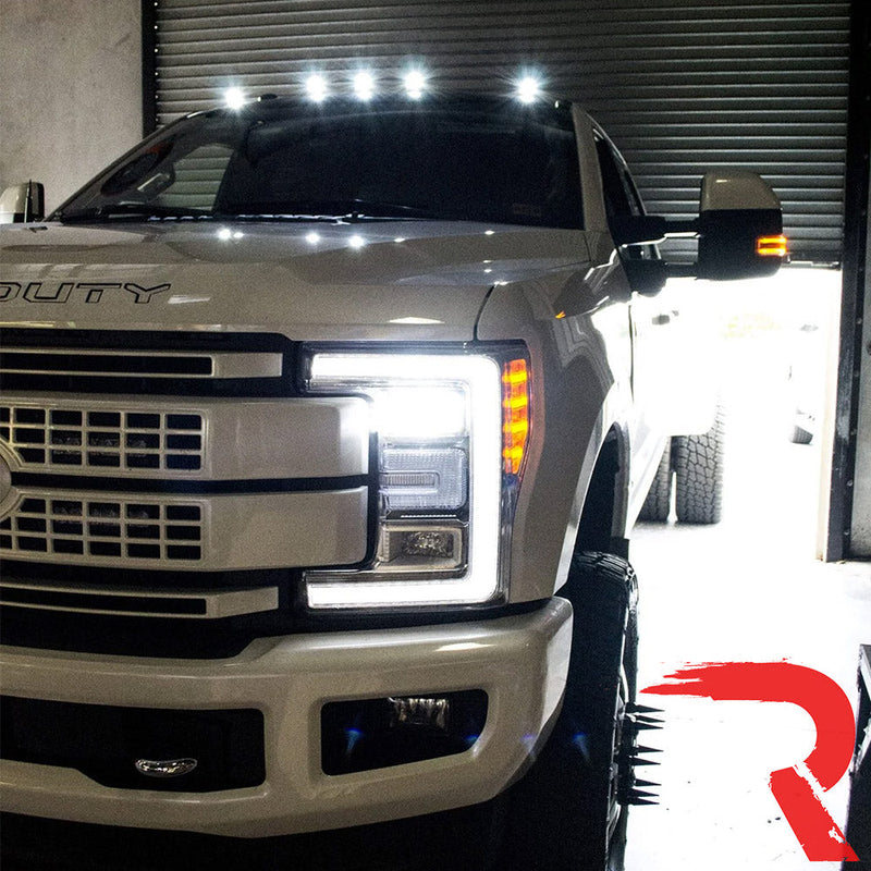 Ford Super Duty 17-22 5-PC Cab Roof Light Set 2-Way Front & Rear Facing Ultra High-Power LEDs (Replaces Factory/OEM Cab Lights Only) - Multiple Options