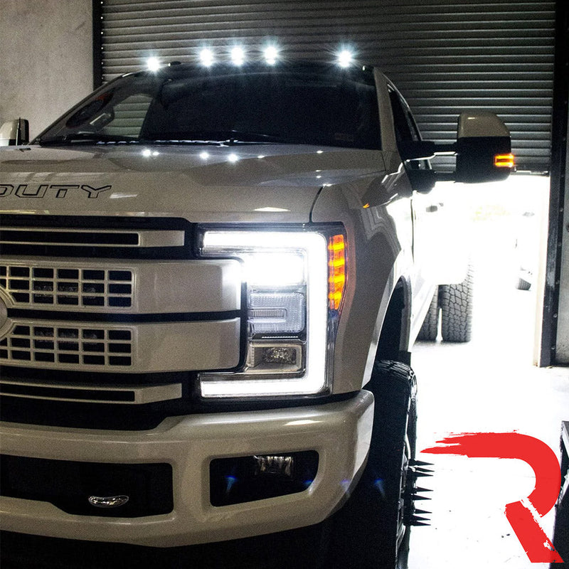 Ford Super Duty 17-22 5-PC Cab Roof Light Set 2-Way Front & Rear Facing Ultra High-Power LEDs (Replaces Factory/OEM Cab Lights Only) - Multiple Options