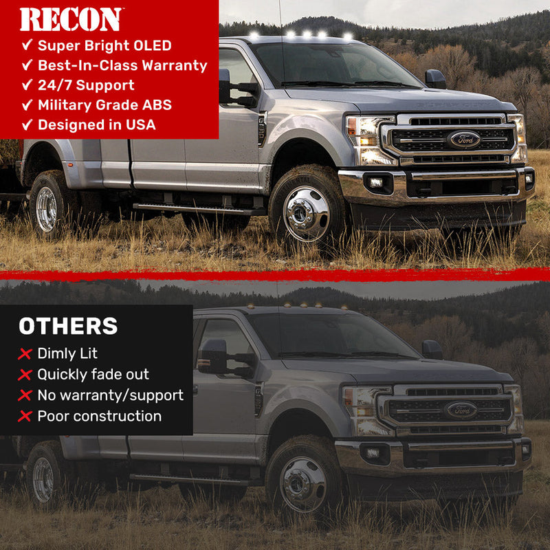 Ford Super Duty 17-22 5-PC Cab Roof Light Set 2-Way Front & Rear Facing Ultra High-Power LEDs (Replaces Factory/OEM Cab Lights Only) - Multiple Options