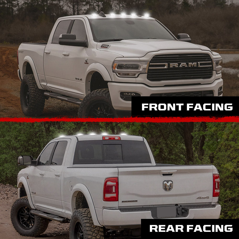 Dodge RAM HD 2500/3500 19-26 5 Piece Cab Roof Light Set 2-Way Front & Rear Facing Ultra High-Power LEDs Multiple Lens & Colors