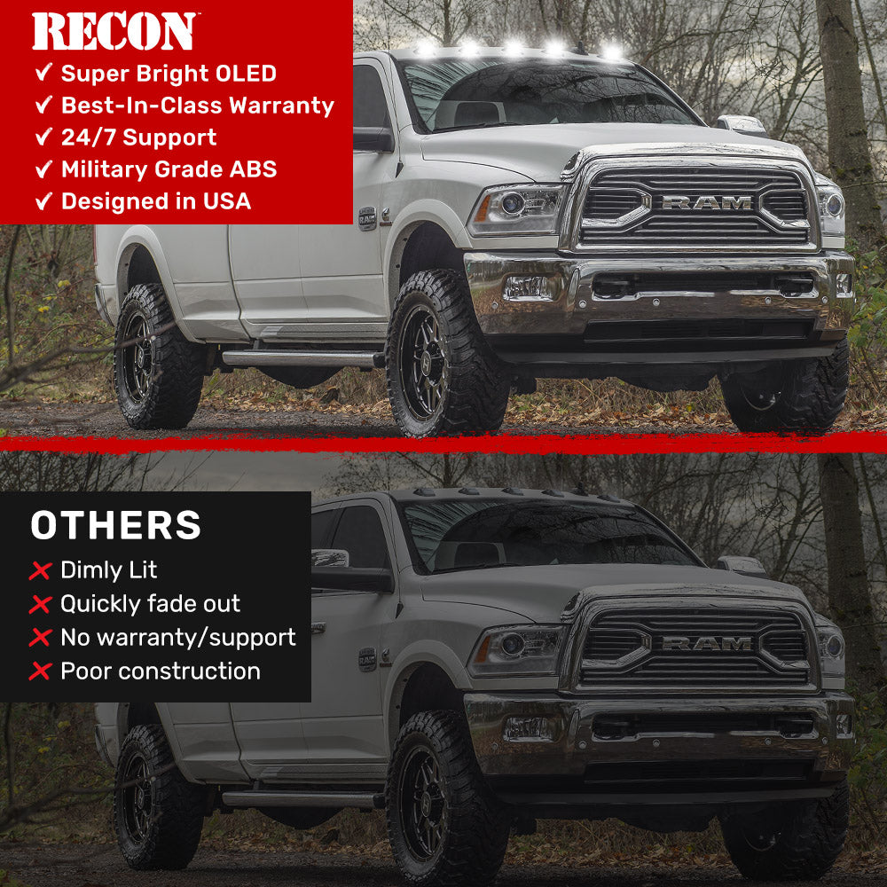 Dodge RAM HD 2500/3500 19-25 5 Piece Cab Roof Light Set 2-Way Front & Rear Facing Ultra High-Power LEDs Multiple Lens & Colors