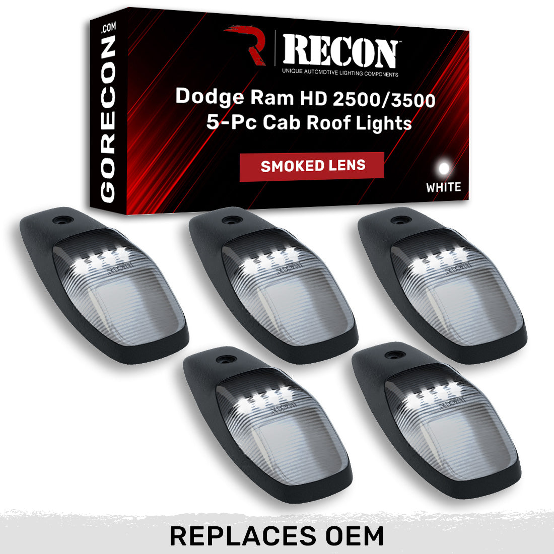 Dodge RAM HD 2500/3500 19-26 5 Piece Cab Roof Light Set 2-Way Front & Rear Facing Ultra High-Power LEDs Multiple Lens & Colors