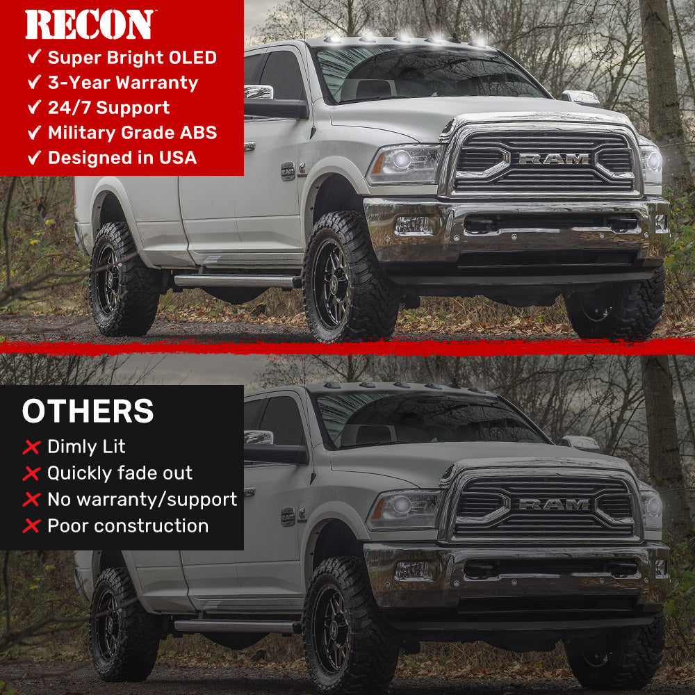 Dodge RAM HD 2500/3500 19-26 5 Piece Cab Roof Light Set 2-Way Front & Rear Facing Ultra High-Power LEDs Multiple Lens & Colors