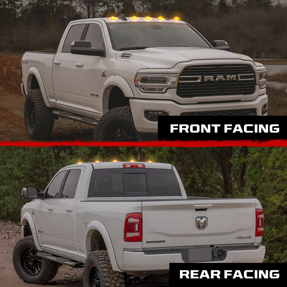 Dodge RAM HD 2500/3500 19-26 5 Piece Cab Roof Light Set 2-Way Front & Rear Facing Ultra High-Power LEDs Multiple Lens & Colors