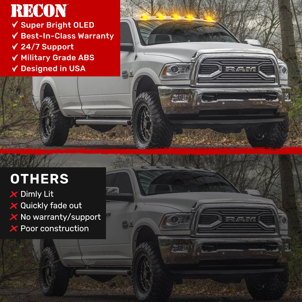 Dodge RAM HD 2500/3500 19-26 5 Piece Cab Roof Light Set 2-Way Front & Rear Facing Ultra High-Power LEDs Multiple Lens & Colors