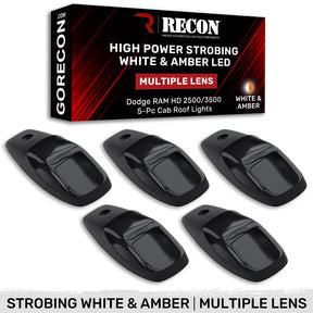 Dodge RAM HD 2500/3500 19-26 5-Piece Cab Roof Light Kit Strobe LED White & Amber - Multiple Lens RECON Dodge RAM HD 2500/3500 19-26 5-Piece Cab Roof Light Kit Strobe LED White & Amber - Multiple Lens Dodge RAM HD 2500/3500 19-26 5-Piece Cab Roof Light Kit Strobe LED White & Amber - Multiple Lens Dodge RAM HD 2500/3500 19-26 5-Piece Cab Roof Light Kit Strobe LED White & Amber - Multiple Lens Dodge RAM HD 2500/3500 19-26 5-Piece Cab Roof Light Kit Strobe LED White & Amber - Multiple Lens