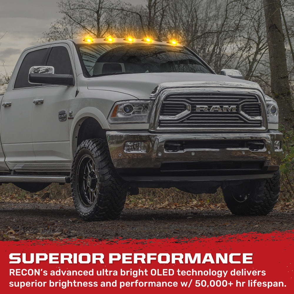 Dodge RAM HD 2500/3500 19-26 5 Piece Cab Roof Light Set 2-Way Front & Rear Facing Ultra High-Power LEDs Multiple Lens & Colors