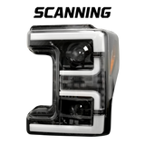 Ford Super Duty 17-19 Projector Headlights White OLED DRL, Scanning Amber LED Turn Signals - Multiple Styles