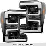 Ford Super Duty 17-19 Projector Headlights White OLED DRL, Scanning Amber LED Turn Signals - Multiple Styles