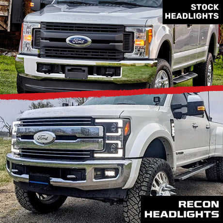 Ford Super Duty 17-19 Projector Headlights White OLED DRL, Scanning Amber LED Turn Signals - Multiple Styles