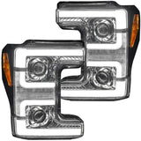 Ford Super Duty 17-19 Projector Headlights White OLED DRL, Scanning Amber LED Turn Signals - Multiple Styles