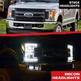 Ford Super Duty 17-19 Projector Headlights White OLED DRL, Scanning Amber LED Turn Signals - Multiple Styles