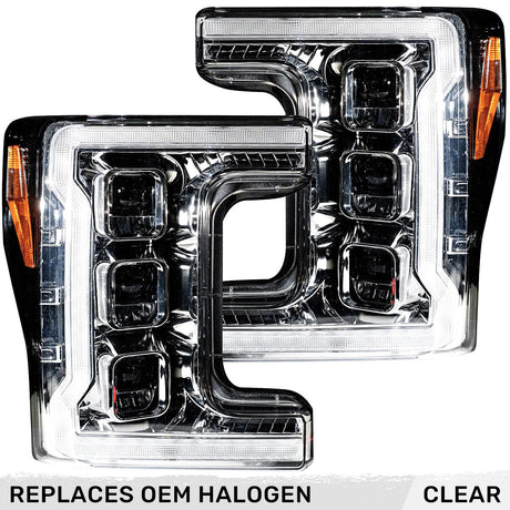 Ford 17-19 Super Duty LED Projector Headlights OLED DRL & Scanning Switchback LED Turn Signals - Multiple Styles