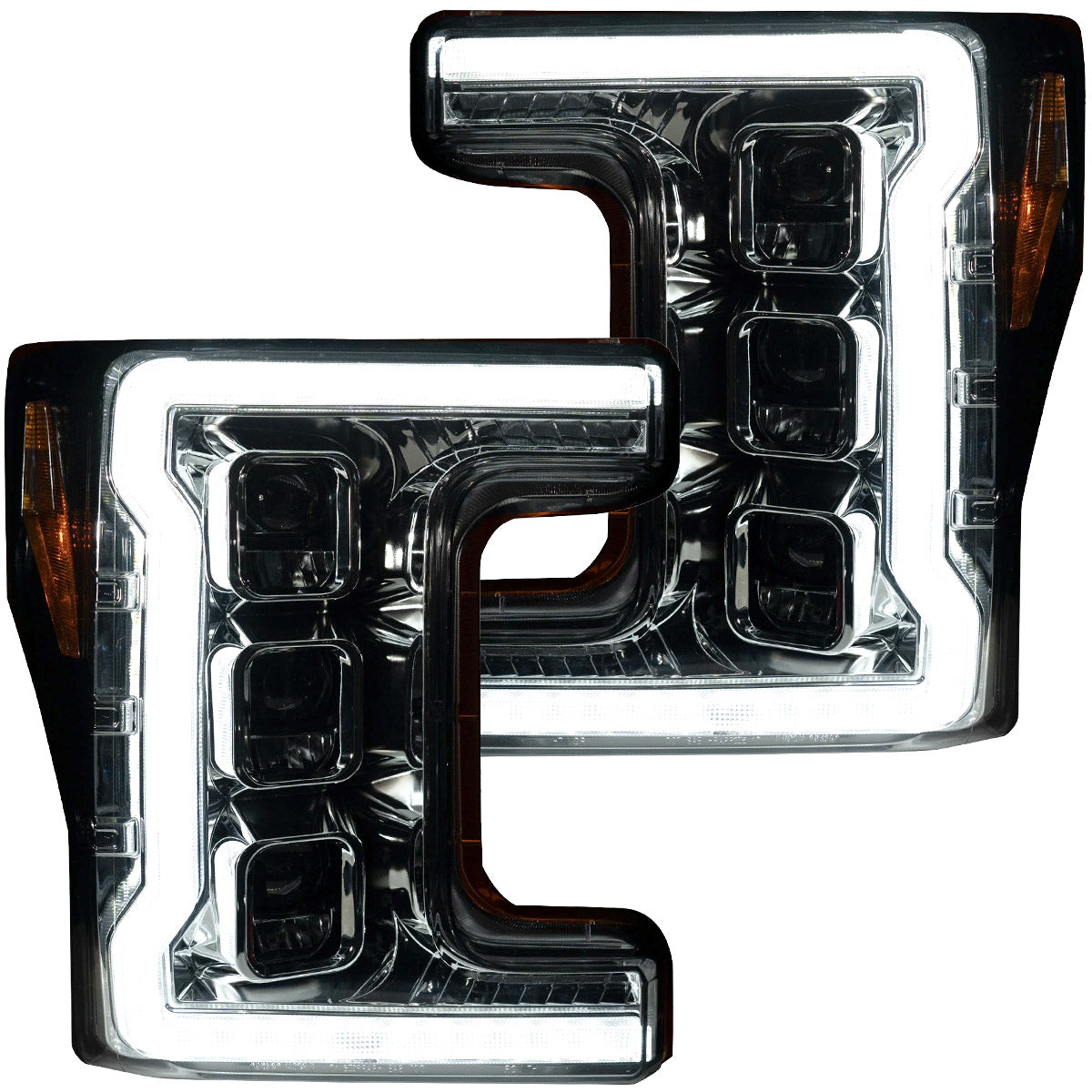 Ford 17-19 Super Duty LED Projector Headlights OLED DRL & Scanning Switchback LED Turn Signals - Multiple Styles
