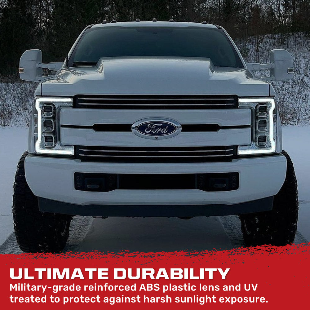 Ford 17-19 Super Duty LED Projector Headlights OLED DRL & Scanning Switchback LED Turn Signals - Multiple Styles