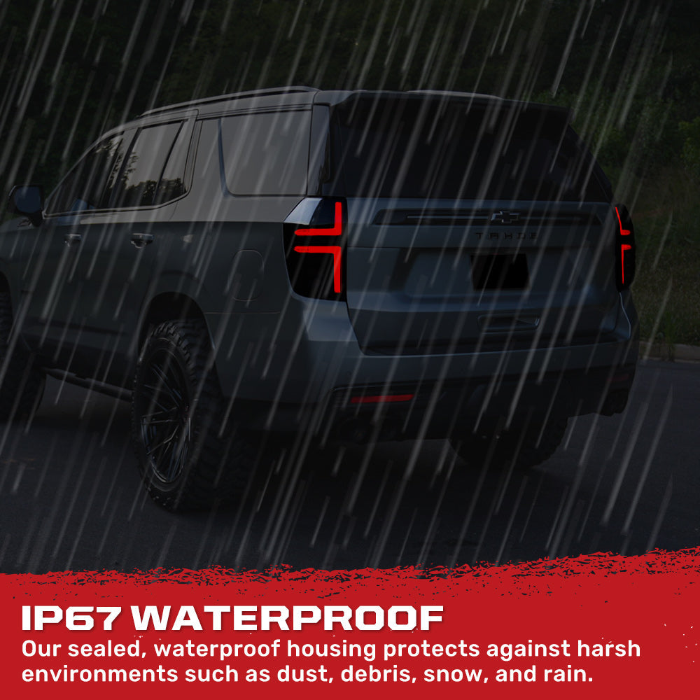 Chevy Tahoe & Suburban 21-24 OLED TAIL LIGHTS with LED Startup Sequence & AMBER OLED Turn Signals - Smoked Lens