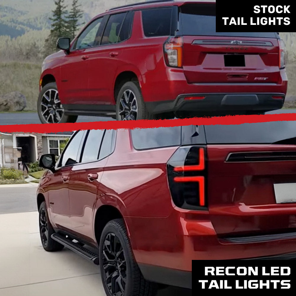 Chevy Tahoe & Suburban 21-24 OLED TAIL LIGHTS with LED Startup Sequence & AMBER OLED Turn Signals - Smoked Lens