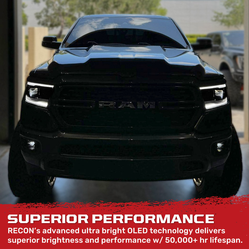 Dodge RAM 1500 19-24 5th Gen - Projector Headlights OLED DRL & Scanning Switchback LED Signals (Replaces Factory/OEM Halogen Only) - Multiple Styles