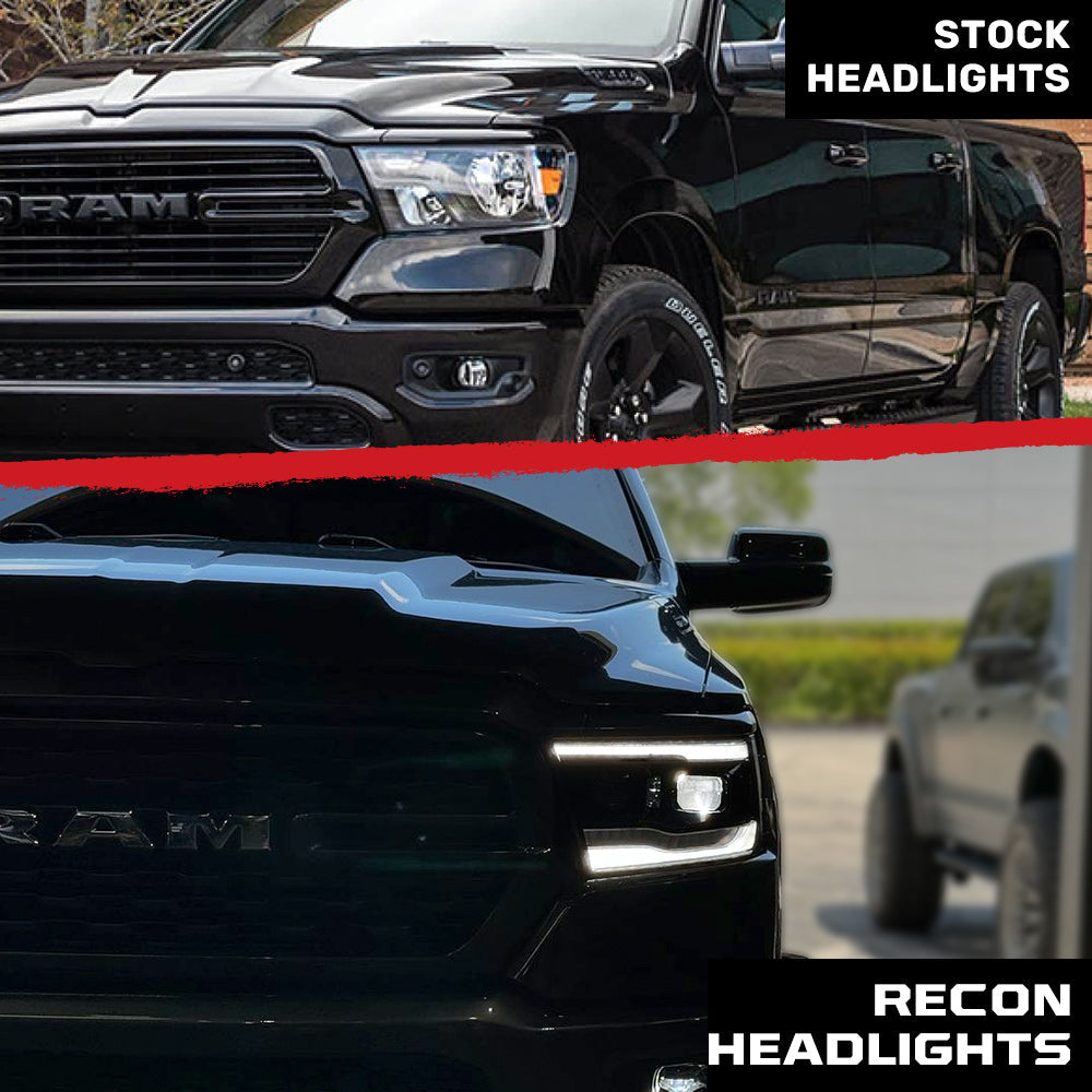Dodge RAM 1500 19-24 5th Gen - Projector Headlights OLED DRL & Scanning Switchback LED Signals (Replaces Factory/OEM Halogen Only) - Multiple Styles