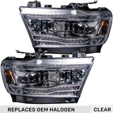Dodge RAM 1500 19-24 5th Gen - Projector Headlights OLED DRL & Scanning Switchback LED Signals (Replaces Factory/OEM Halogen Only) - Multiple Styles