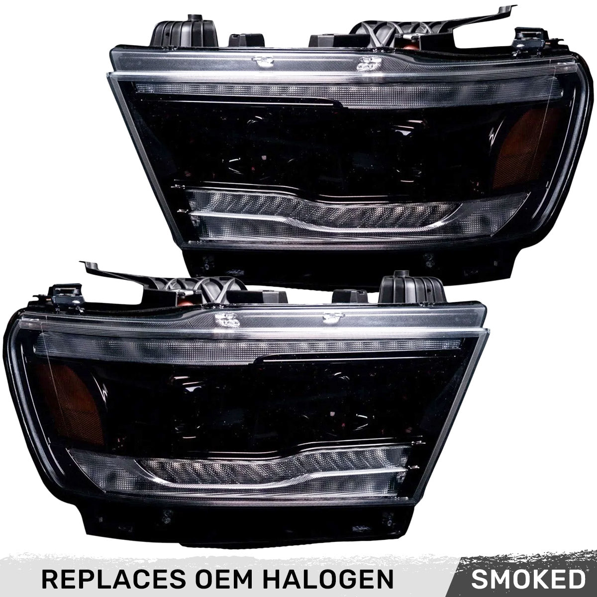 Dodge RAM 1500 19-24 5th Gen LED Projector Headlights OLED DRL Scanning Switchback LED Signals (Replaces Factory/OEM Halogen Only) - Multiple Styles