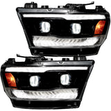 Dodge RAM 1500 19-24 5th Gen LED Projector Headlights OLED DRL Scanning Switchback LED Signals (Replaces Factory/OEM Halogen Only) - Multiple Styles