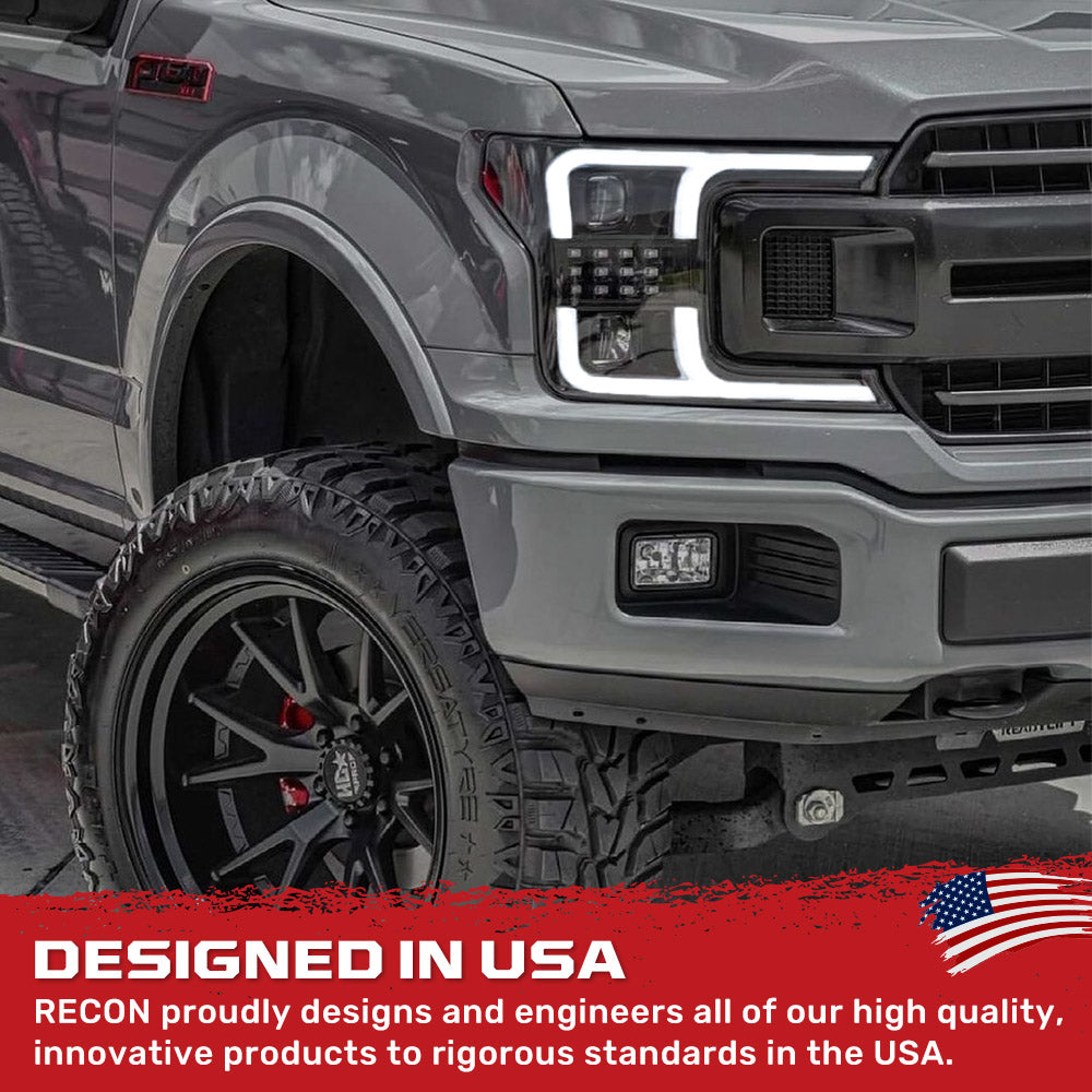 Ford F150 18-20 Projector Headlights OLED DRL Scanning LED Turn Signals (Replaces Factory Halogen Headlights) - Multiple Styles
