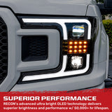 Ford F150 18-20 Projector Headlights OLED DRL Scanning LED Turn Signals (Replaces Factory Halogen Headlights) - Multiple Styles