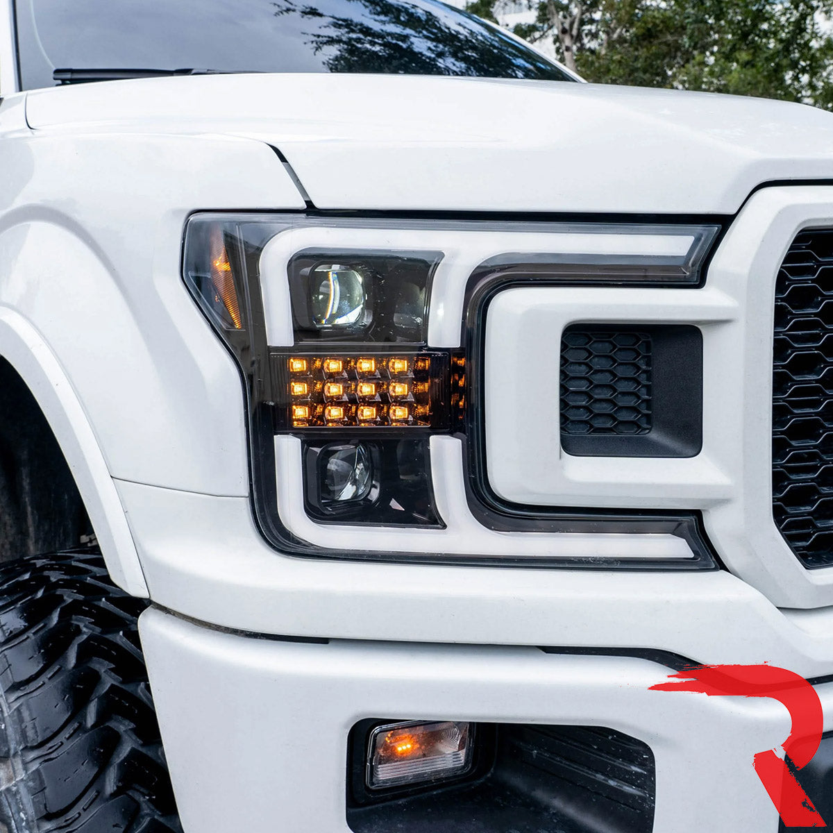 Ford F150 18-20 Projector Headlights OLED DRL Scanning LED Turn Signals (Replaces Factory Halogen Headlights) - Multiple Styles