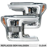 Ford F150 18-20 Projector Headlights OLED DRL Scanning LED Turn Signals (Replaces Factory Halogen Headlights) - Multiple Styles