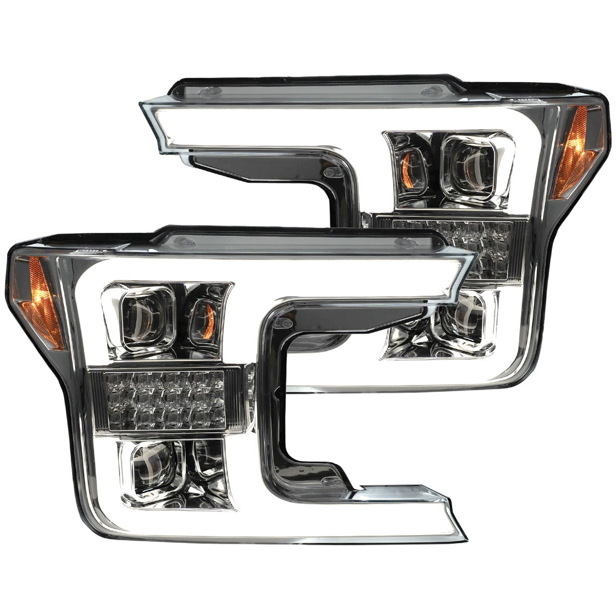 Ford F150 18-20 Projector Headlights OLED DRL Scanning LED Turn Signals (Replaces Factory Halogen Headlights) - Multiple Styles