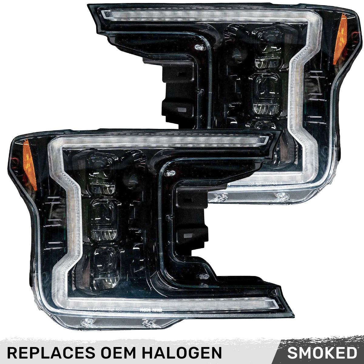 Ford F150 18-20 LED Projector Headlights OLED DRL Scanning LED Turn Signals (Replaces Factory Halogen Headlights) - Multiple Styles