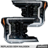 Ford F150 18-20 LED Projector Headlights OLED DRL Scanning LED Turn Signals (Replaces Factory Halogen Headlights) - Multiple Styles