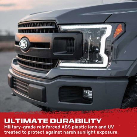 Ford F150 18-20 LED Projector Headlights OLED DRL Scanning LED Turn Signals (Replaces Factory Halogen Headlights) - Multiple Styles
