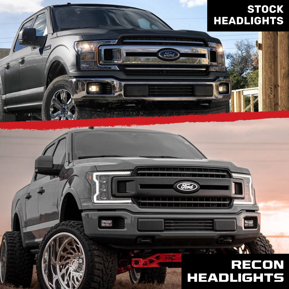 Ford F150 18-20 LED Projector Headlights OLED DRL Scanning LED Turn Signals (Replaces Factory Halogen Headlights) - Multiple Styles