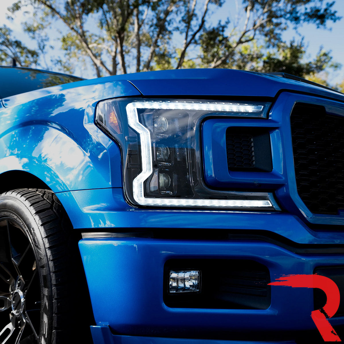 Ford F150 18-20 LED Projector Headlights OLED DRL Scanning LED Turn Signals (Replaces Factory Halogen Headlights) - Multiple Styles