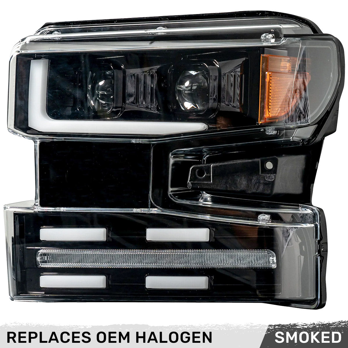 Chevy Silverado 19-21 1500 (4th Gen) Projector Headlights OLED Halos, DRL Scanning Turn Signals - Multiple Styles