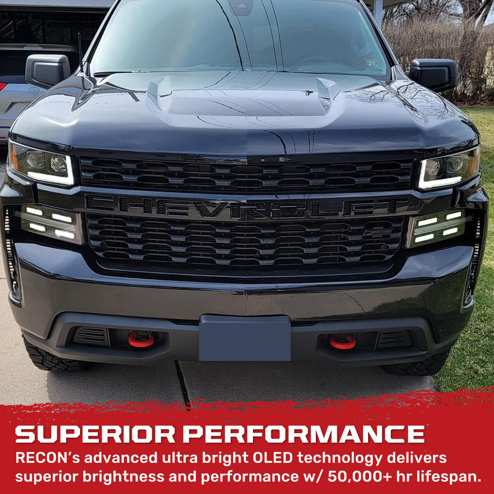 Chevy Silverado 19-21 1500 (4th Gen) Projector Headlights OLED Halos, DRL Scanning Turn Signals - Multiple Styles