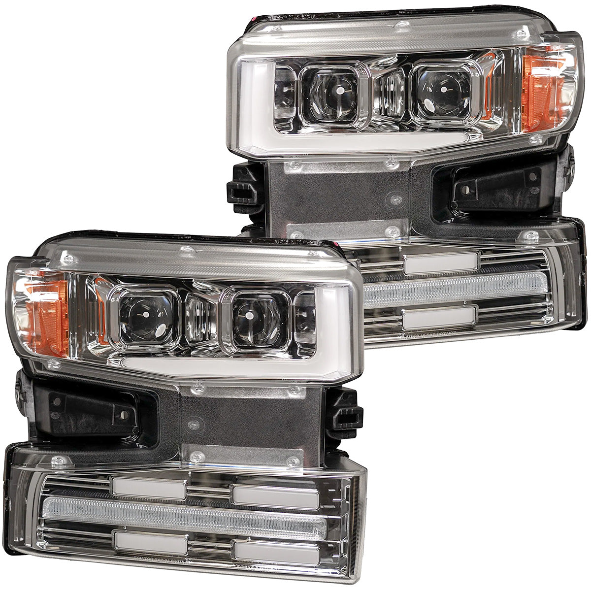 Chevy Silverado 19-21 1500 (4th Gen) Projector Headlights OLED Halos, DRL Scanning Turn Signals - Multiple Styles