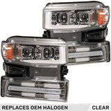 Chevy Silverado 19-21 1500 (4th Gen) Projector Headlights OLED Halos, DRL Scanning Turn Signals - Multiple Styles