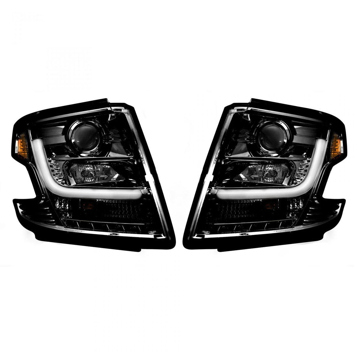 Chevy Tahoe 15-20 Projector Headlights OLED Halos, DRL Smoked/Black