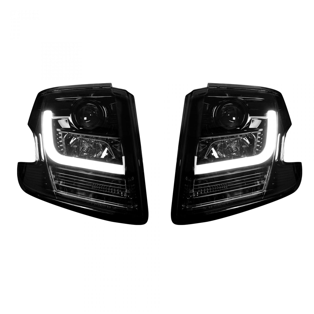 Chevy Tahoe 15-20 Projector Headlights OLED Halos, DRL Smoked/Black