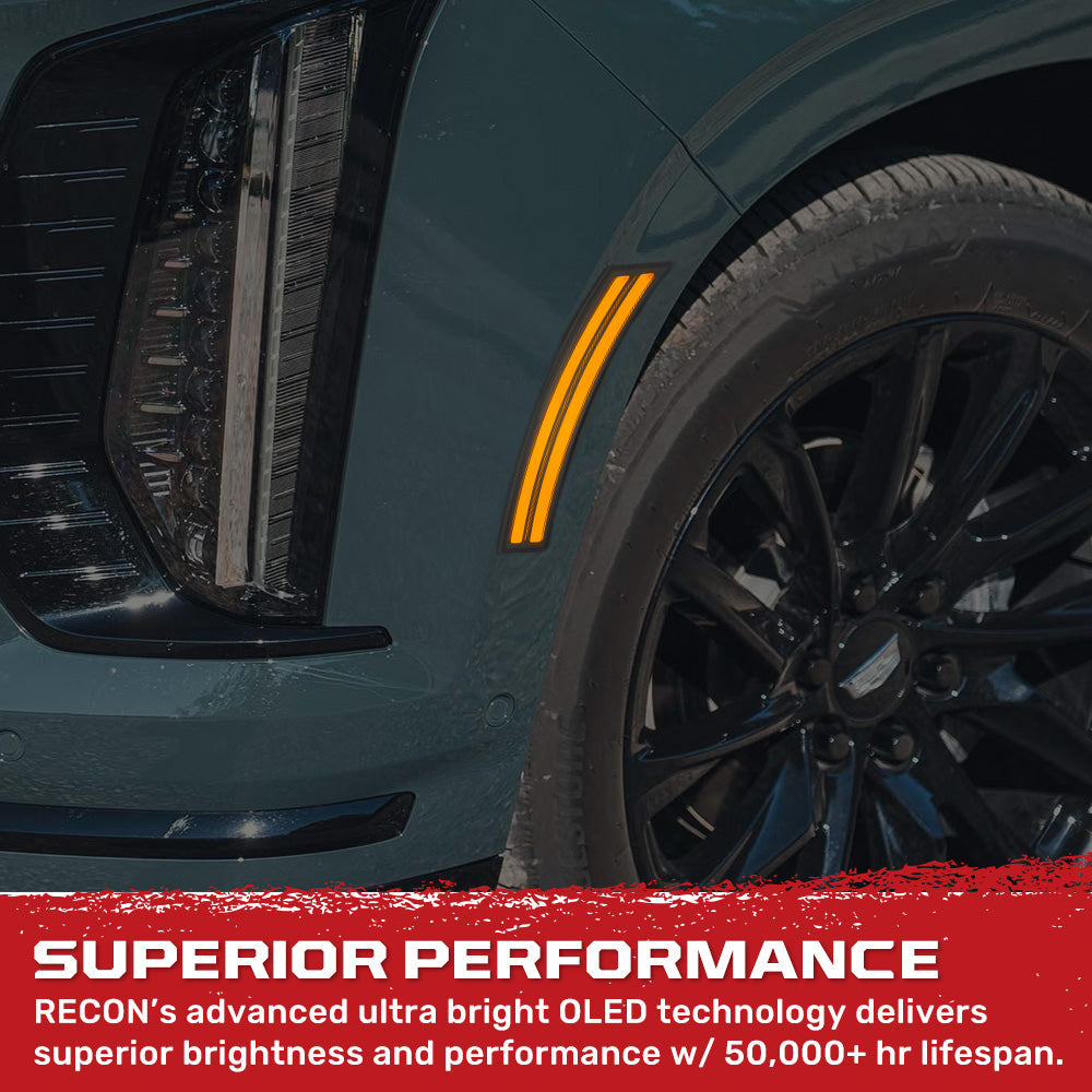 Cadillac 25-26 Escalade & GMC Yukon & Chevy Tahoe/Suburban OLED Front Fender Lens Ultra Bright LED Lights - Multiple Options