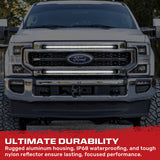 Ford 17-22 Super Duty (F250, F350) 37" Aluminum Grille Mount 2-Piece Kit Ultra Bright White LED DRL Lights - Smoked Lens